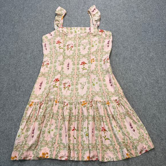 Women's Aguabendita for Target Pale Pink Floral Sundress Ruffle Bottom Size M - Picture 2 of 9